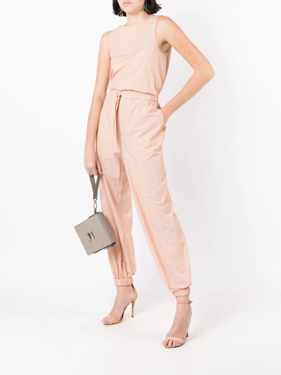 Shop Armani Exchange Sleeveless Belted Jumpsuit In Nude