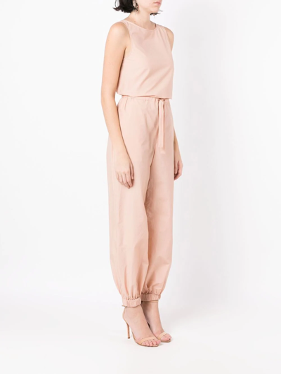 Shop Armani Exchange Sleeveless Belted Jumpsuit In Nude