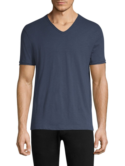 Shop John Varvatos Men's Raw-edged Cotton T-shirt In Oiled Blue