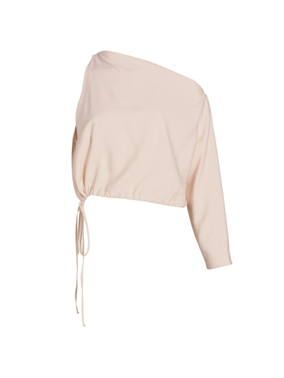 Shop The Sei Women's Gathered One-sleeve Top In Pearl