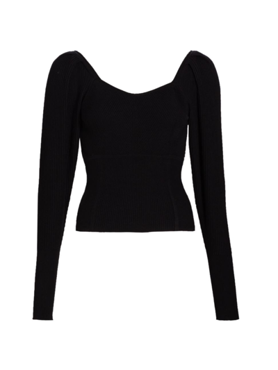 Shop Design History Women's Ribbed Sweetheart Sweater In Black