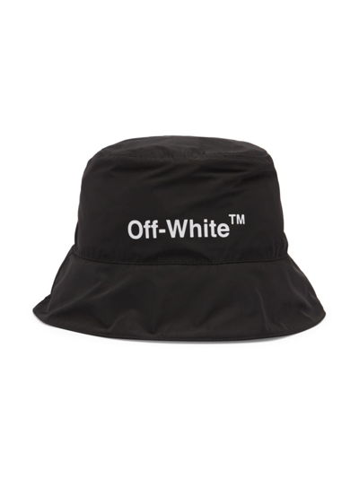 Shop Off-white Men's Helvetica Bucket Hat In Black White