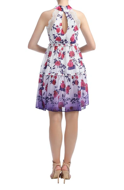 Kimi And Kai Norah Floral A-line Halter Maternity Dress In Purple