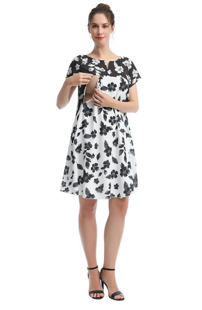 Shop Kimi And Kai Arden Maternity/nursing A-line Dress In Black/white