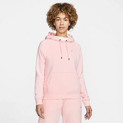 Shop Nike Women's Sportswear Essential Fleece Hoodie In Atmosphere/white