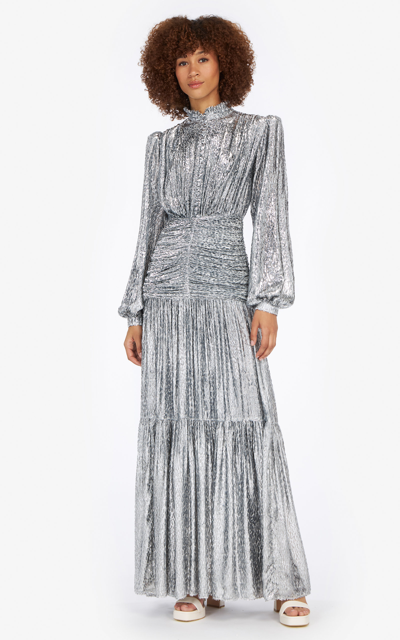 Shop Costarellos Women's Faye Metallic Maxi Dress In Silver