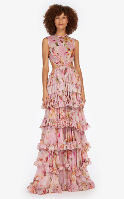 Shop Costarellos Women's Claire Ruffled Georgette Maxi Dress In Floral
