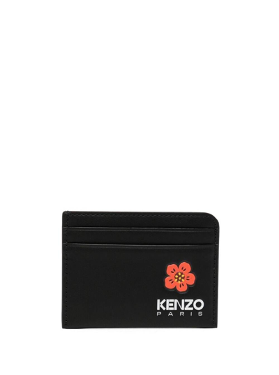 Shop Kenzo Black Leather Card Holder With Logo  Woman
