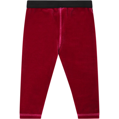 Shop Dolce & Gabbana Fuchsia Trousers For Baby Girl With White Logo