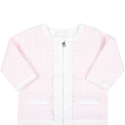 Shop Givenchy White Set For Baby Girl With Logos In Pink