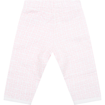 Shop Givenchy White Set For Baby Girl With Logos In Pink