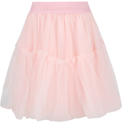Shop Monnalisa Pink Skirt For Girl With Logos