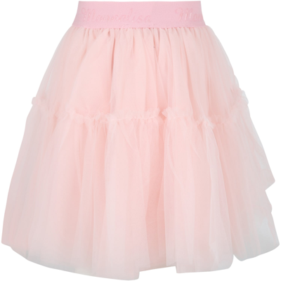 Shop Monnalisa Pink Skirt For Girl With Logos