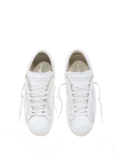 Shop Philippe Model Prsx Basic Sneaker In Leather In Bianco