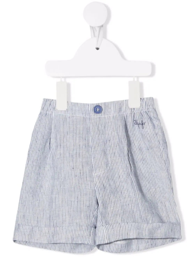 Shop Il Gufo Baby Bermuda Shorts In Light Blue Striped Linen In Celeste