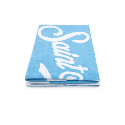 Shop Mc2 Saint Barth Soft Terry Beach Towel With Light Blue Frame In White