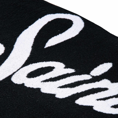 Shop Mc2 Saint Barth Soft Terry Beach Towel With White Frame In Black