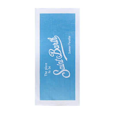 Shop Mc2 Saint Barth Soft Terry Beach Towel With Light Blue Frame In White