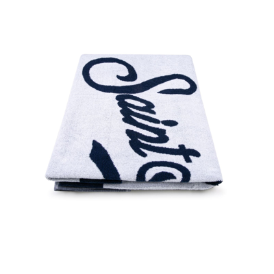 Shop Mc2 Saint Barth Soft Terry Beach Towel With Blue Frame In White
