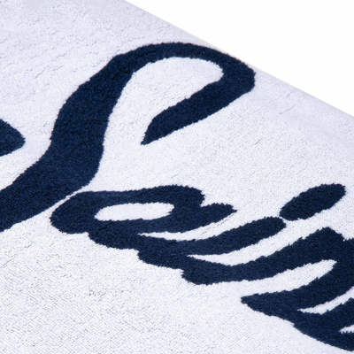 Shop Mc2 Saint Barth Soft Terry Beach Towel With Blue Frame In White
