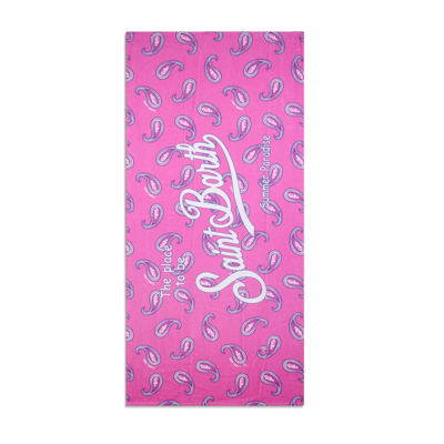 Shop Mc2 Saint Barth Beach Towel With Pink Paisley Print