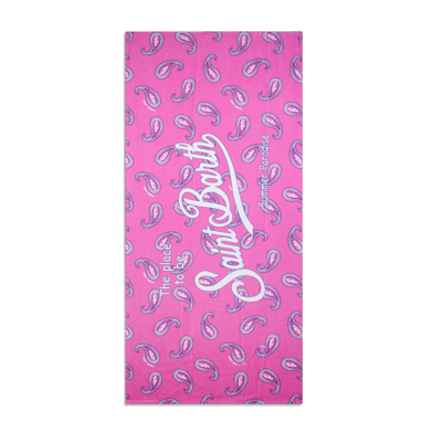 Mc2 Saint Barth Beach Towel With Pink Paisley Print In Pink