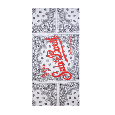 Mc2 Saint Barth Beach Towel With White Bandanna Print In White