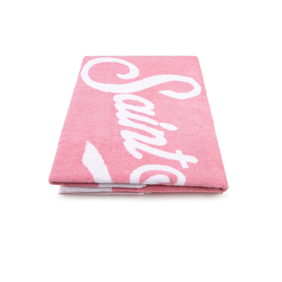 Shop Mc2 Saint Barth Soft Terry Beach Towel With Pink Frame In White