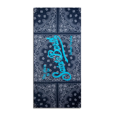 Shop Mc2 Saint Barth Beach Towel With Blue Bandanna Print