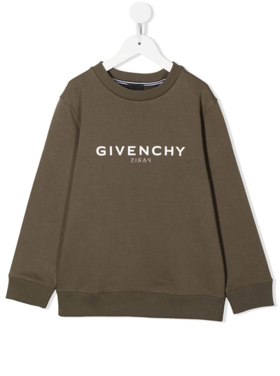 Shop Givenchy Green Cotton Sweatshirt With Logo  Kids Boy