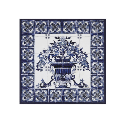 Shop Dolce & Gabbana Foulard 90x90 In Oa Bianco Blu