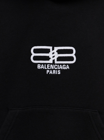 Shop Balenciaga Black Organic Cotton Hoodie With Logo  Kids