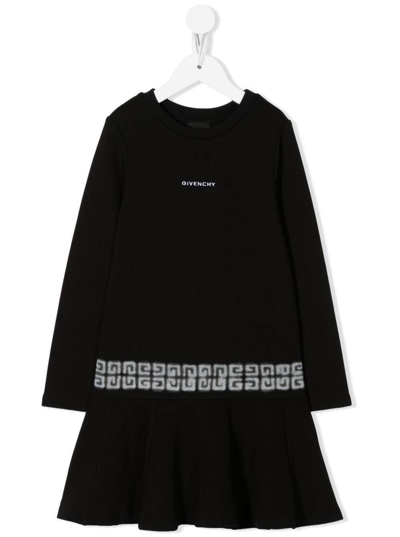 Shop Givenchy Cotton Jersey Dress With Logo And 4g Print  Kids Girl In Black