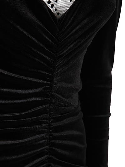 Shop Philosophy Di Lorenzo Serafini Long Sleeves Crew Neck Mini Dress With Net In Front In Black