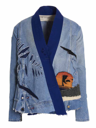 Shop Greg Lauren Overall Palm Gl1 Jacket In Blue