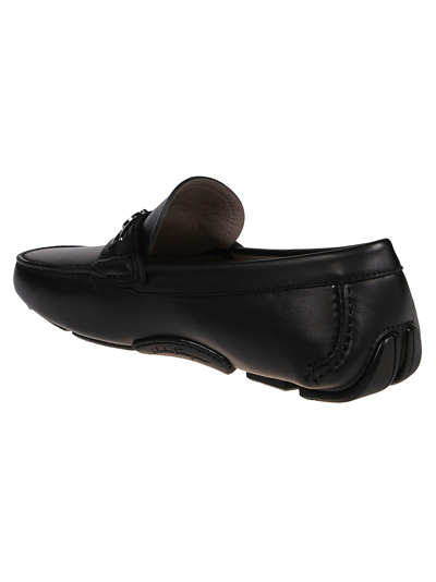 Shop Ferragamo Lagos Loafers In Nero/light Grey