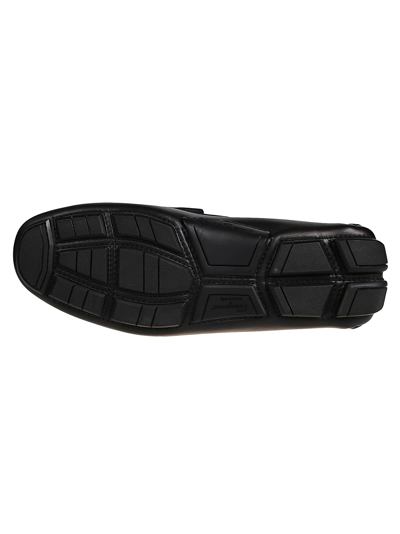 Shop Ferragamo Lagos Loafers In Nero/light Grey