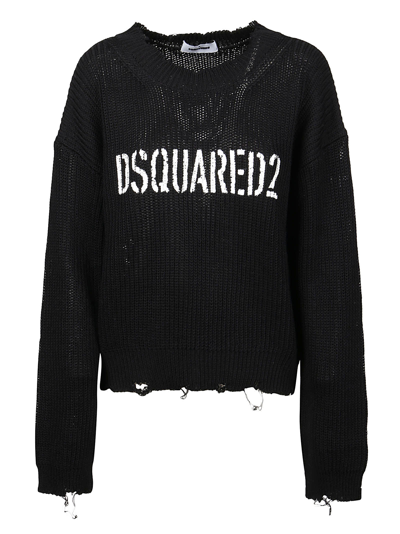 Shop Dsquared2 Sweater In Black/white Logo