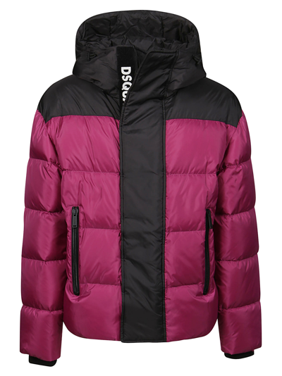 Shop Dsquared2 Hood Puff Jacket In Cherry