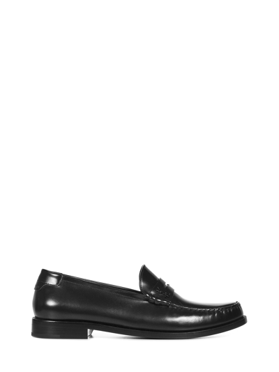 Shop Saint Laurent Monogram Loafers In Black