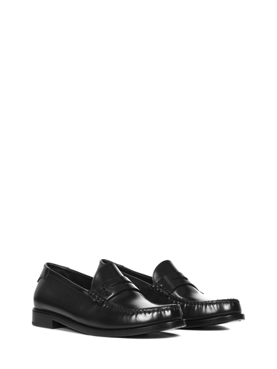 Shop Saint Laurent Monogram Loafers In Black