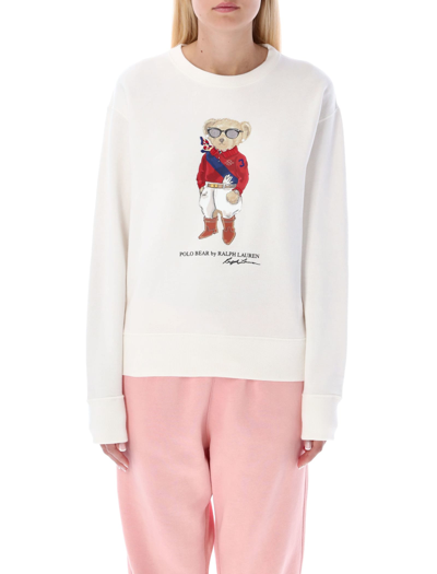 Shop Polo Ralph Lauren Jockey Polo Bear Sweatshirt In Cream