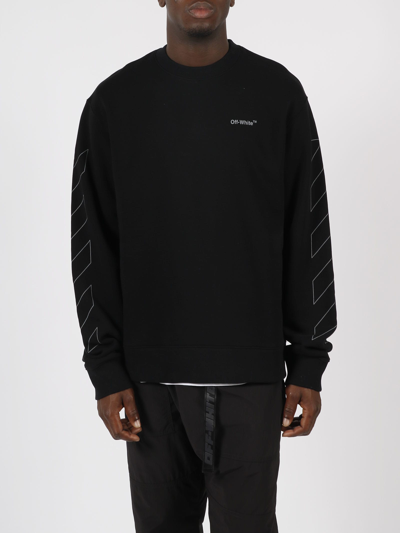 Shop Off-white Diagonal Outline Sweater In Black