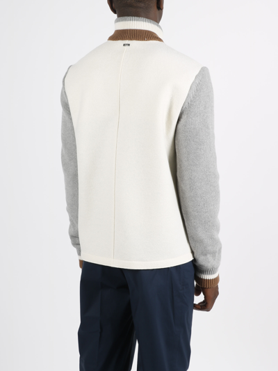 Shop Herno Resort Boiled Wool & Knit Bomber In White