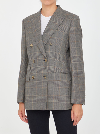 Shop Max Mara Prince Of Wales Jacket In Grey