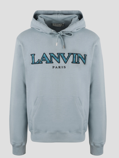 Shop Lanvin Curb Hoodie Sweatshirt In Blue