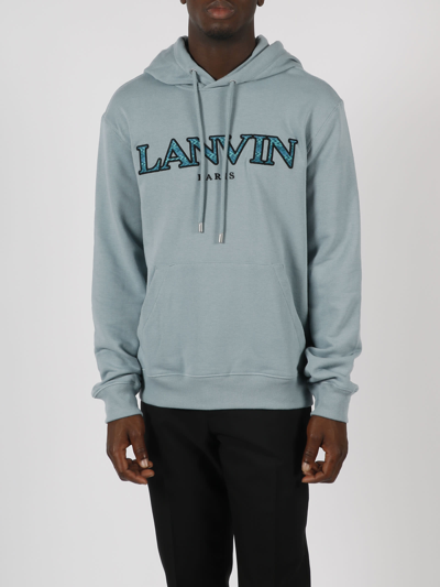 Shop Lanvin Curb Hoodie Sweatshirt In Blue