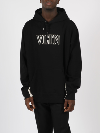 Shop Valentino Vltn Hoodie In Black