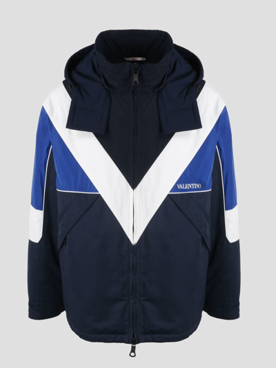 Shop Valentino Nylon Logo Jacket In Blue