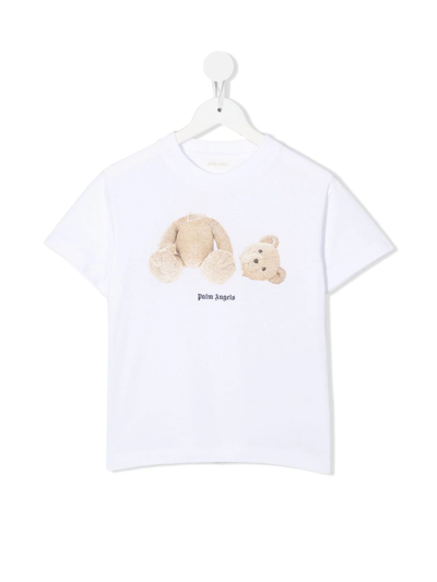 Shop Palm Angels Bear T-shirt In White Brown